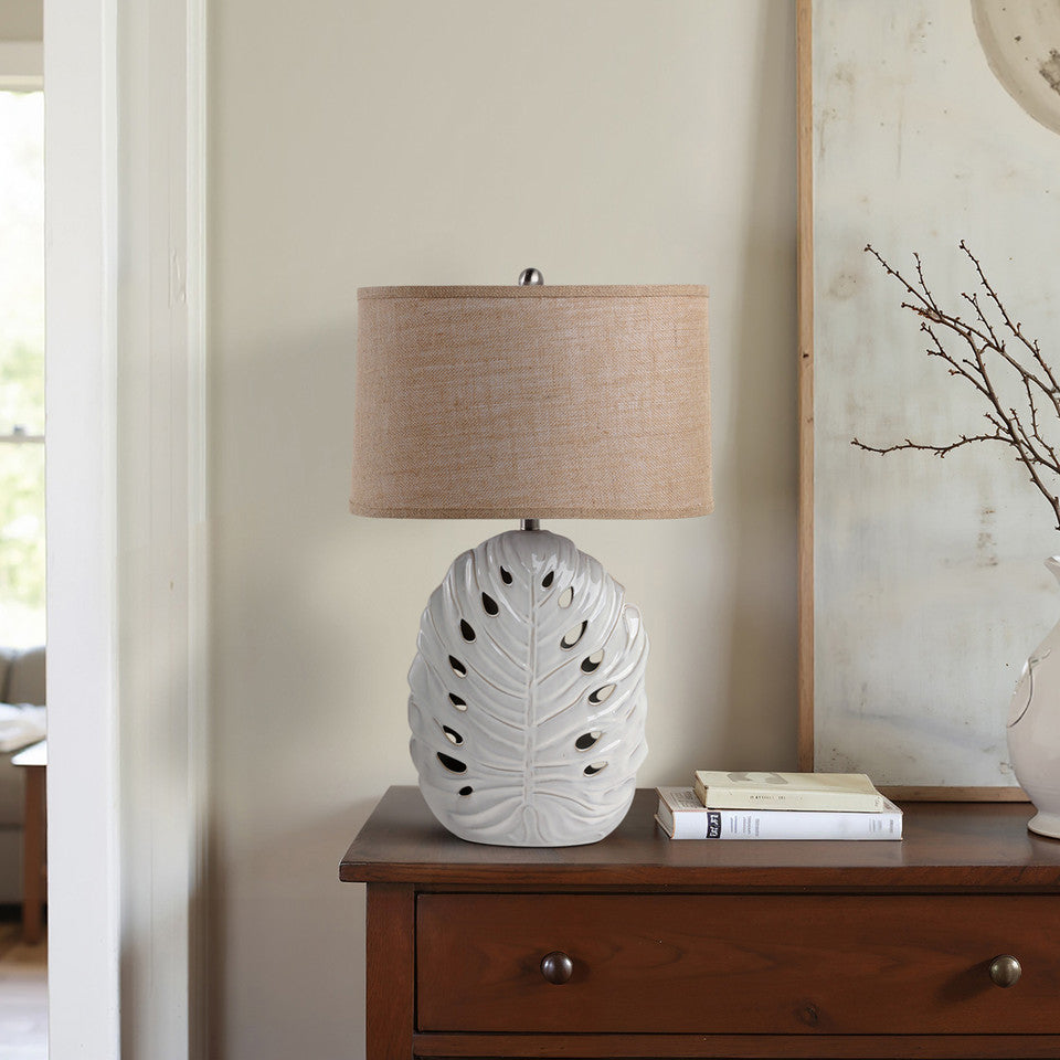 Pierced Leaf Ceramic Lamp