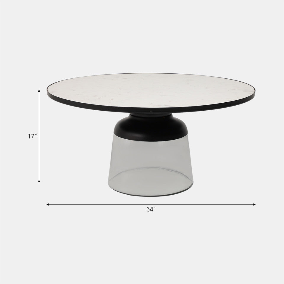 Glass Coffee Table with Marble Top