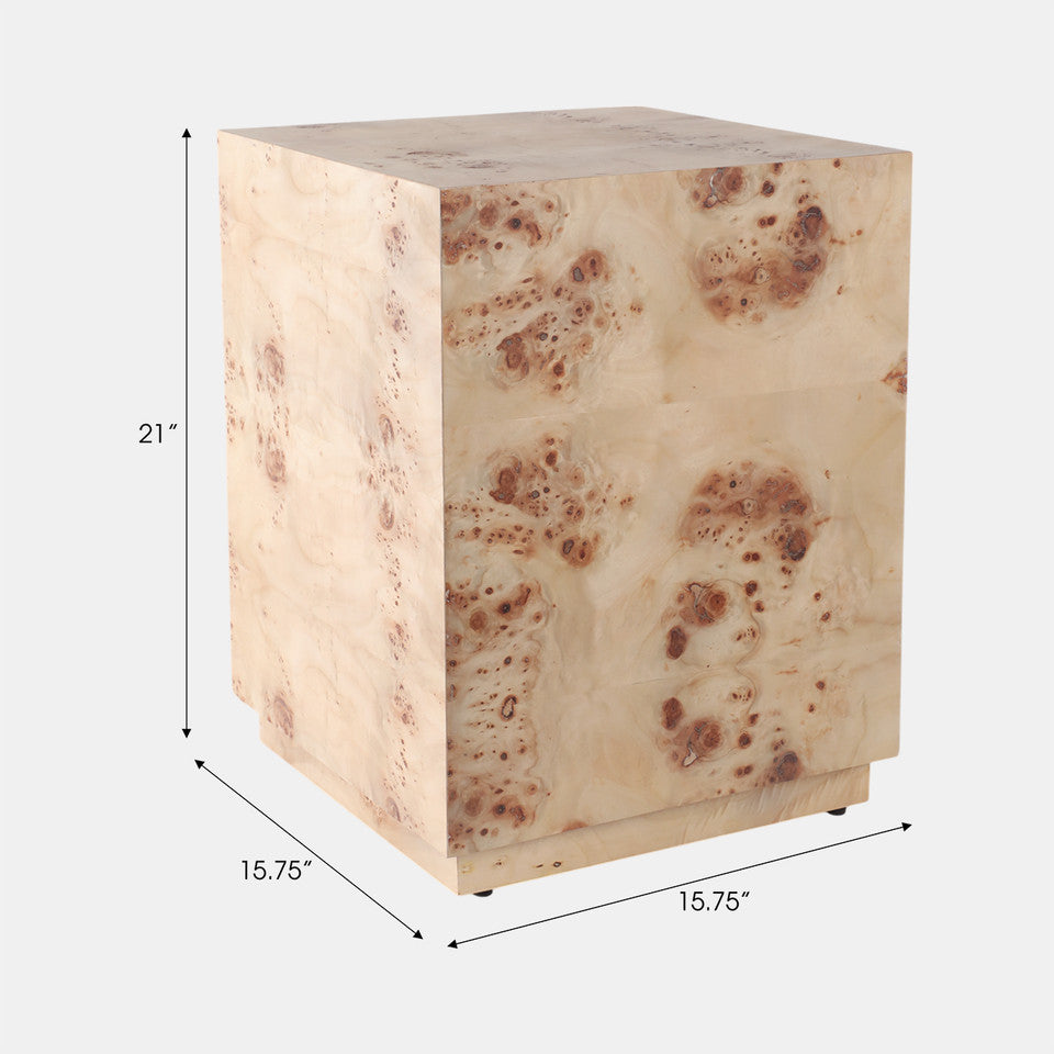 Burl Wood Block Accent Table