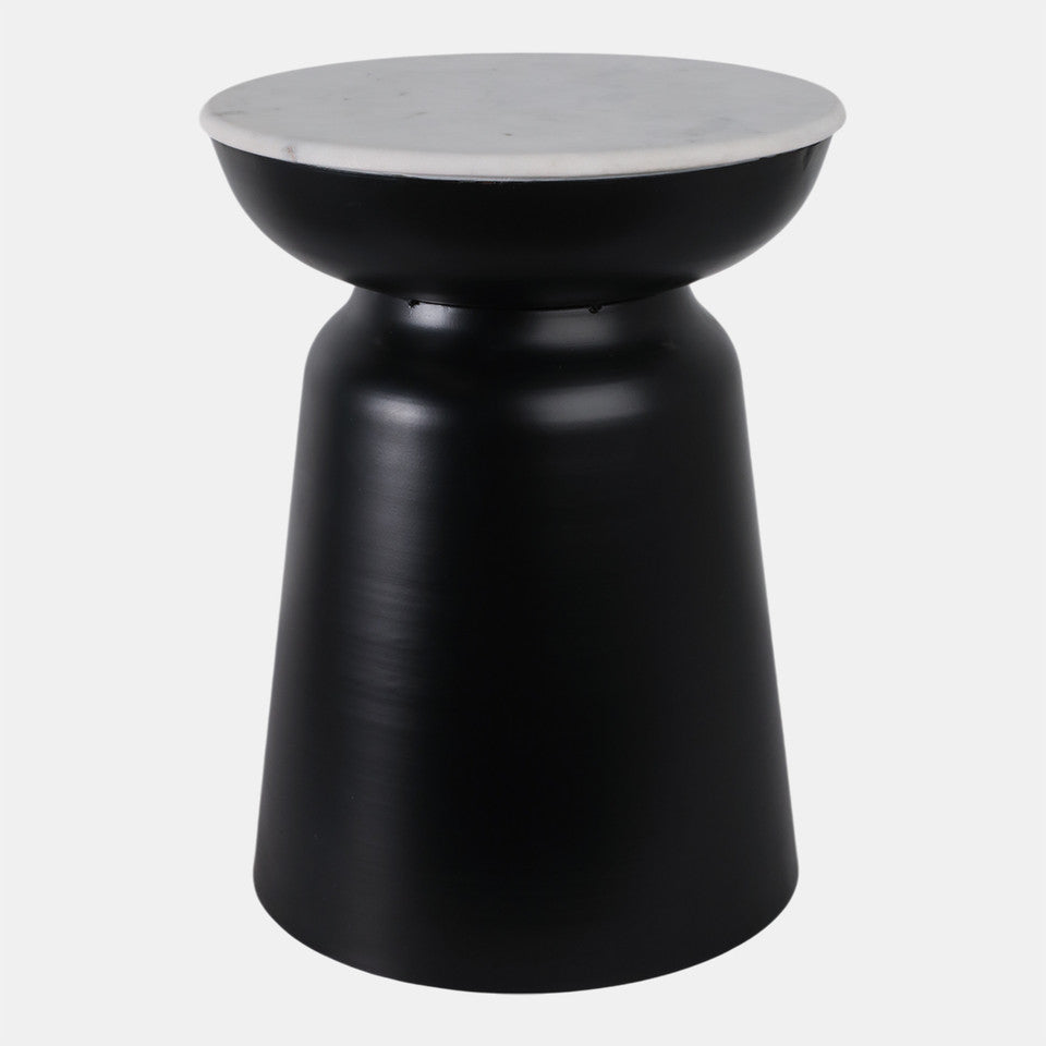 Metal Accent Table Marble Top