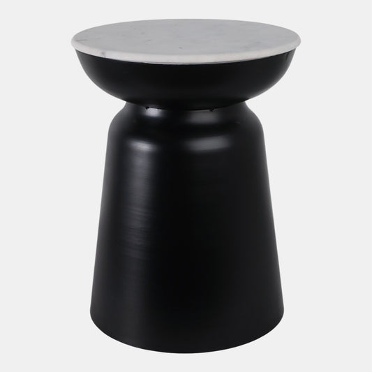 Metal Accent Table Marble Top