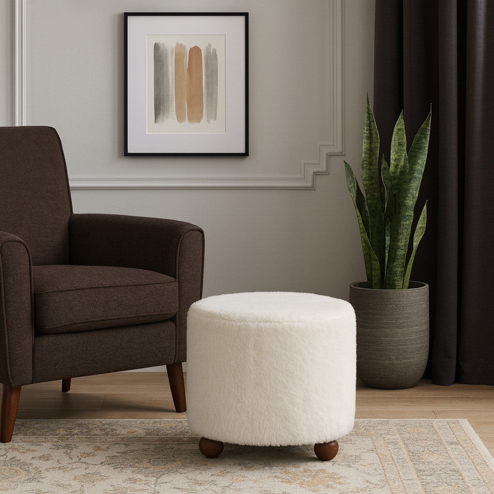 Round Ottoman with Ball Feet