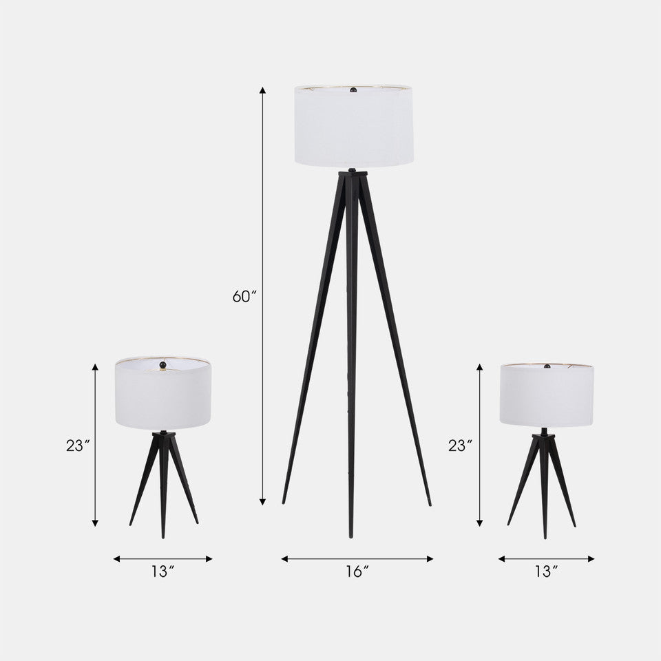 Metal Tripod Lamp Set (Set of 3)