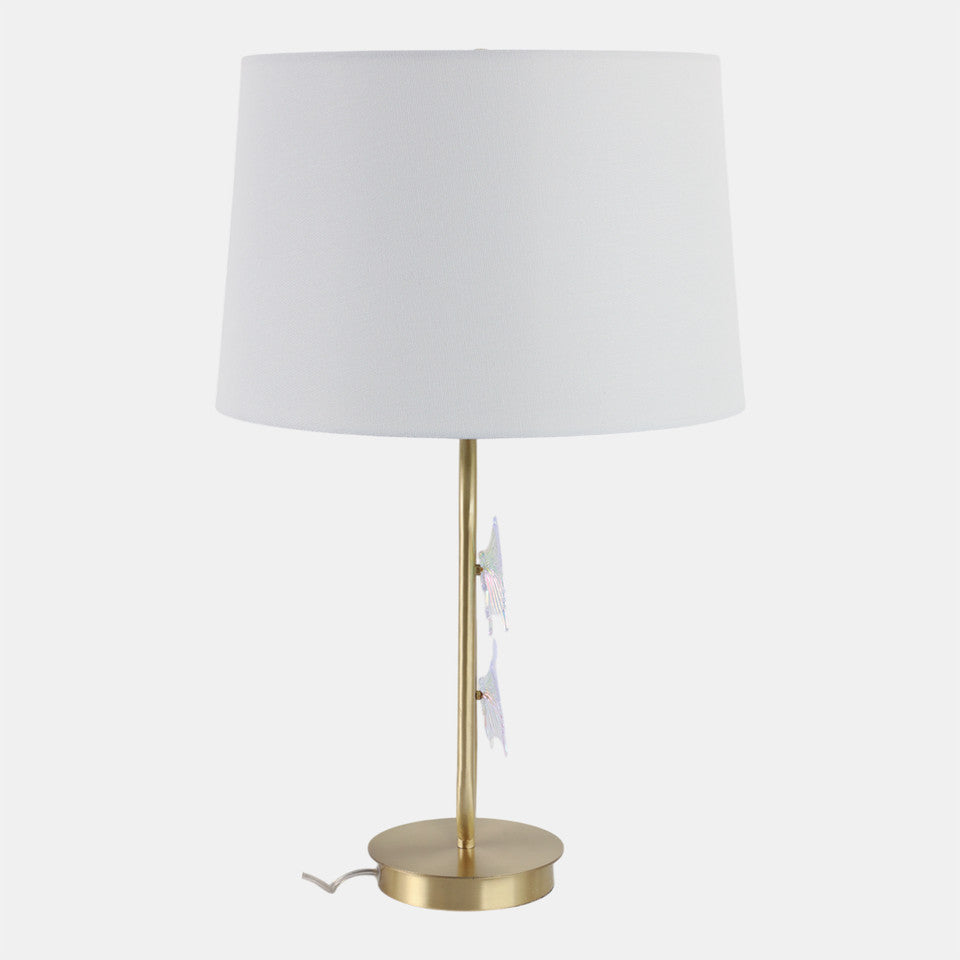 Metal Table Lamp With Glass Butterflies