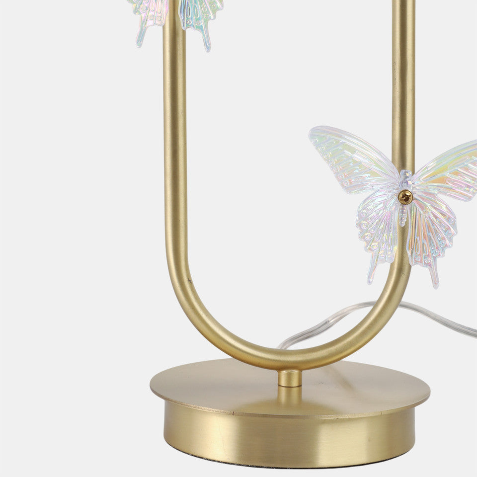 Metal Table Lamp With Glass Butterflies