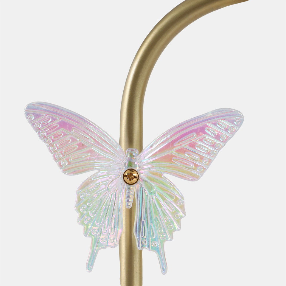 Metal Table Lamp With Glass Butterflies