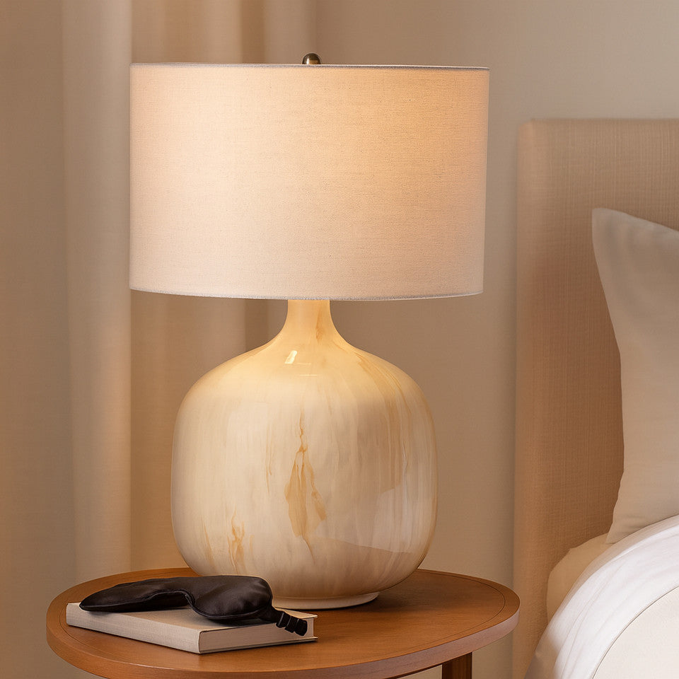 Metal Base Table Lamp, Ivory