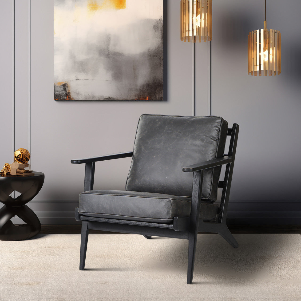 Andromeda Top Grain Leather Accent Chair